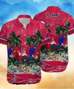 MLB Atlanta Braves Hawaiian Shirt Parrot & Coconut Trees, Tropical Style
