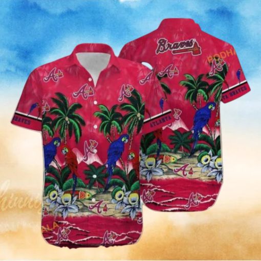 MLB Atlanta Braves Hawaiian Shirt Parrot & Coconut Trees, Tropical Style