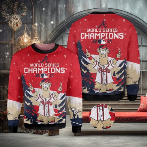 MLB Atlanta braves World Series Champions December Knitted 3D Sweater For Xmas