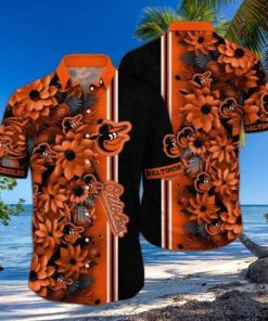 MLB Baltimore Orioles Floral Print Hawaiian Shirt