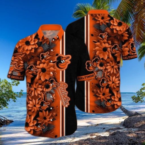 MLB Baltimore Orioles Floral Print Hawaiian Shirt