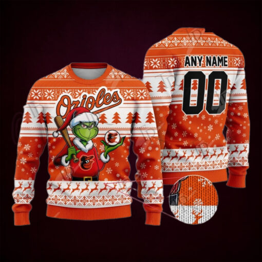 MLB Baltimore Orioles Grinch Christmas Sweater Design