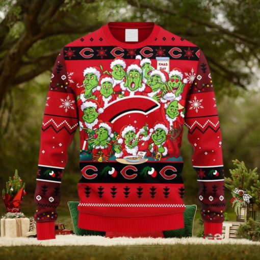 MLB Cincinnati Reds 12 Grinch Xmas Day Christmas Ugly 3D Sweater For Men And Women Gift Ugly Christmas