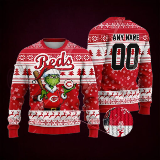MLB Cincinnati Reds Grinch Christmas Sweater Design