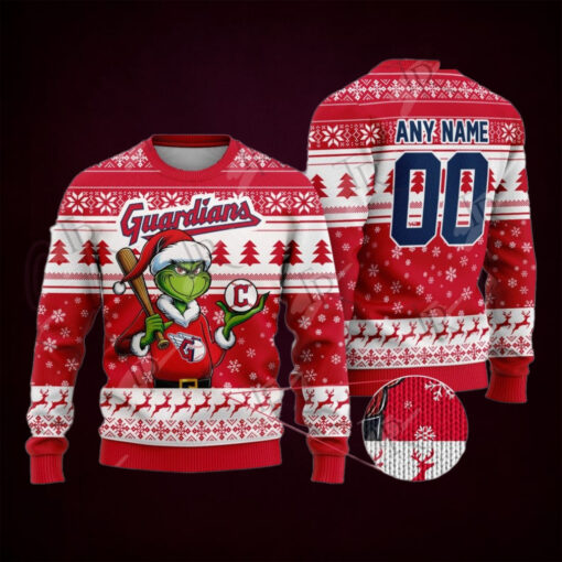 MLB Cleveland Guardians Grinch Christmas Sweater Design