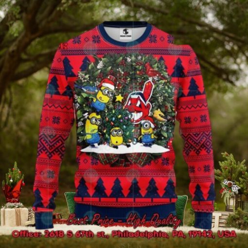 MLB Cleveland Guardians Minions Christmas Circle Ugly Christmas Sweater