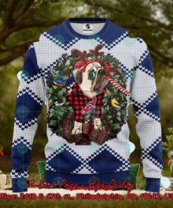 MLB Cleveland Guardians Pug Candy Cane Ugly Christmas Sweater