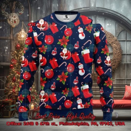 MLB Cleveland Guardians Santa Claus Christmas Decorations Ugly Christmas Sweater