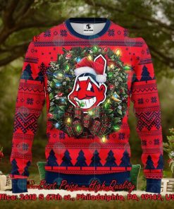 MLB Cleveland Guardians Santa Hat Christmas Circle Ugly Christmas Sweater