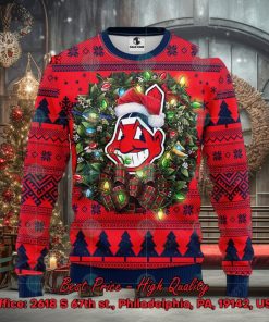 MLB Cleveland Guardians Santa Hat Christmas Circle Ugly Christmas Sweater