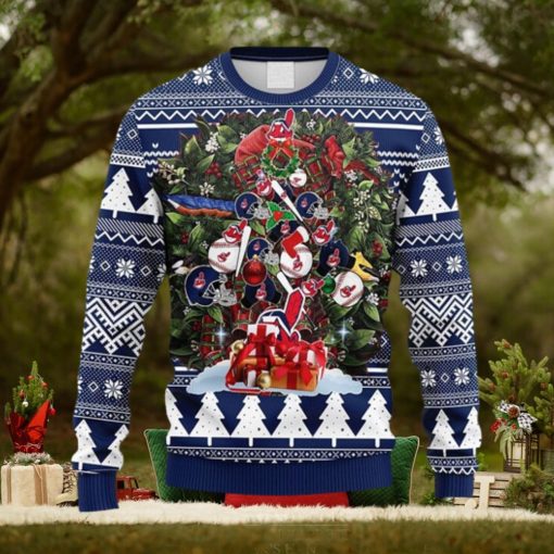 MLB Cleveland Indians Tree Fleece 3D Sweater For Men And Women Gift Ugly Christmas