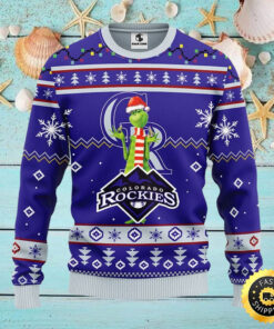 MLB Colorado Rockies Christmas Ugly Sweater Print Funny Grinch Gift For Baseball Fans