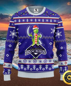MLB Colorado Rockies Christmas Ugly Sweater Print Funny Grinch Gift For Baseball Fans