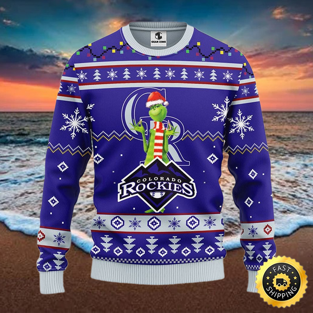 MLB Colorado Rockies Christmas Ugly Sweater Print Funny Grinch Gift For Baseball Fans MLB Colorado Rockies Christmas Ugly Sweater Print Funny Grinch Gift For Baseball Fans
