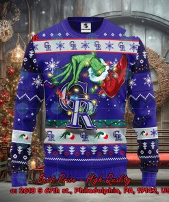 MLB Colorado Rockies Grinch Hand Christmas Light Ugly Christmas Sweater