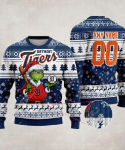 MLB Detroit Tigers Grinch Christmas Sweater Design