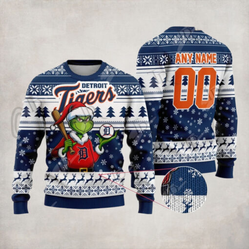 MLB Detroit Tigers Grinch Christmas Sweater Design