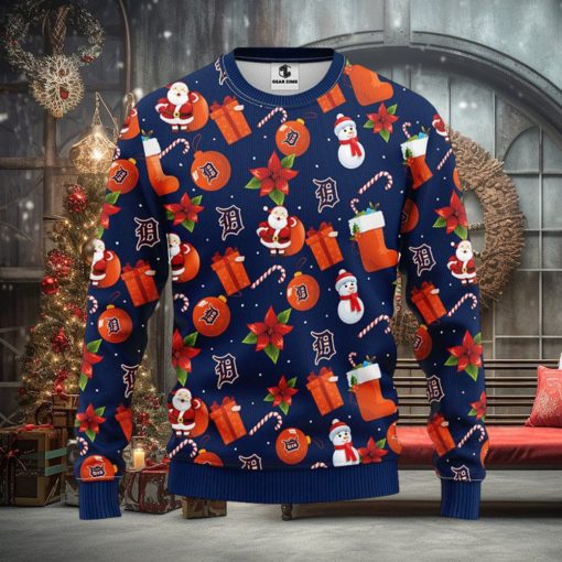 MLB Detroit Tigers Santa Claus Christmas Decorations Ugly Christmas Sweater