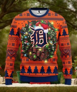MLB Detroit Tigers Santa Hat Christmas Circle Ugly Christmas Sweater