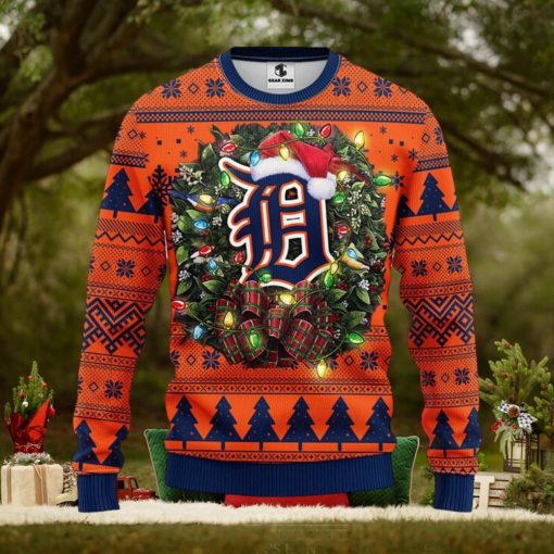 MLB Detroit Tigers Santa Hat Christmas Circle Ugly Christmas Sweater