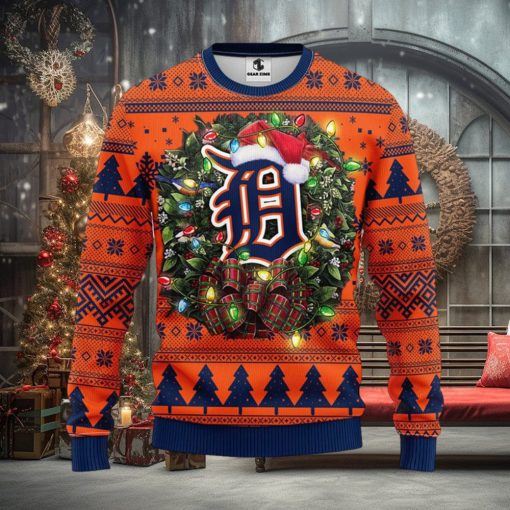 MLB Detroit Tigers Santa Hat Christmas Circle Ugly Christmas Sweater