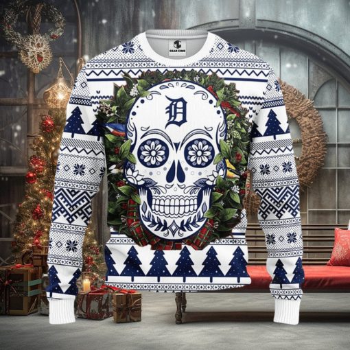 MLB Detroit Tigers Skull Flower Ugly Christmas Sweater