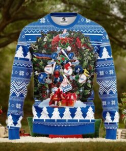 MLB Dodgers Holiday Wreath With Ornaments Ugly Sweater