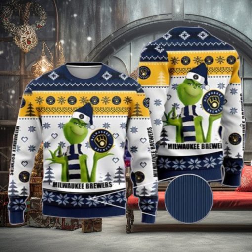 MLB Grinch American Baseball Milwaukee Brewers Ugly Christmas Sweater Unique Gift