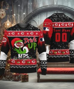 MLB Grinch Drink Up Cincinnati Reds Custom Ugly Christmas Sweaters