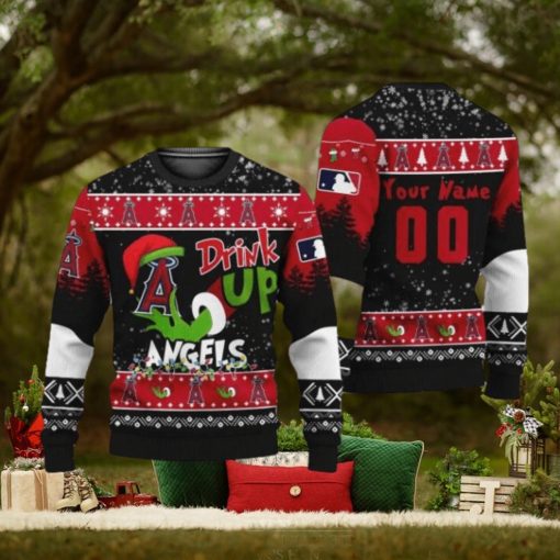 MLB Grinch Drink Up Los Angeles Angels Custom Ugly Christmas Sweater