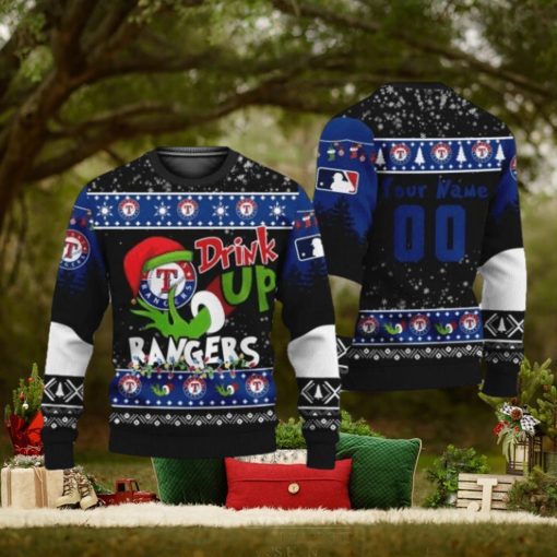 MLB Grinch Drink Up Texas Rangers Custom Ugly Christmas Sweater