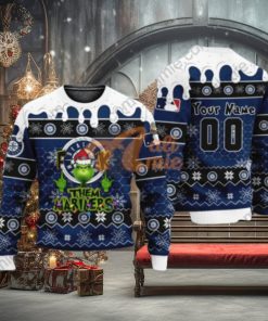 MLB Grinch Fuck Them Seattle Mariners Custom Ugly Christmas Holiday Sweater