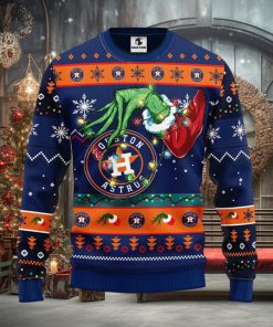 MLB Houston Astros Grinch Hand Christmas Light Ugly Christmas Sweater