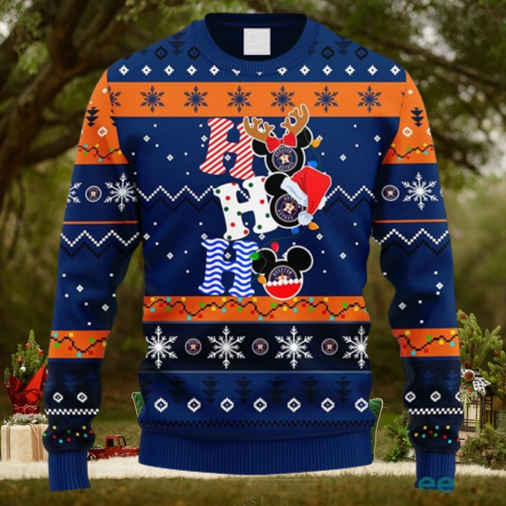 MLB Houston Astros HoHoHo Mickey Christmas Ugly 3D Sweater For Men