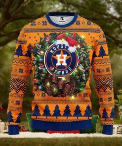 MLB Houston Astros Santa Hat Christmas Circle Ugly Christmas Sweater