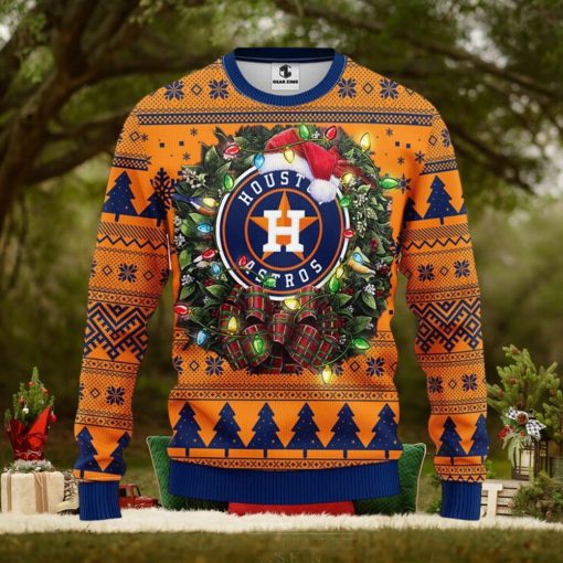 MLB Houston Astros Santa Hat Christmas Circle Ugly Christmas Sweater
