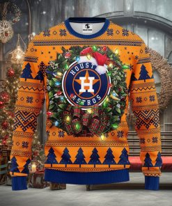 MLB Houston Astros Santa Hat Christmas Circle Ugly Christmas Sweater