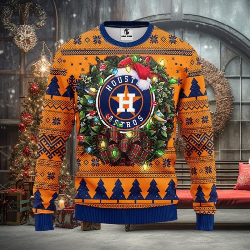 MLB Houston Astros Santa Hat Christmas Circle Ugly Christmas Sweater