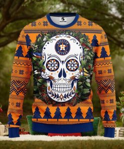 MLB Houston Astros Skull Flower Ugly Christmas Sweater