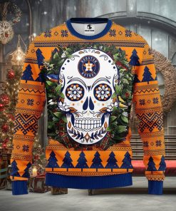 MLB Houston Astros Skull Flower Ugly Christmas Sweater