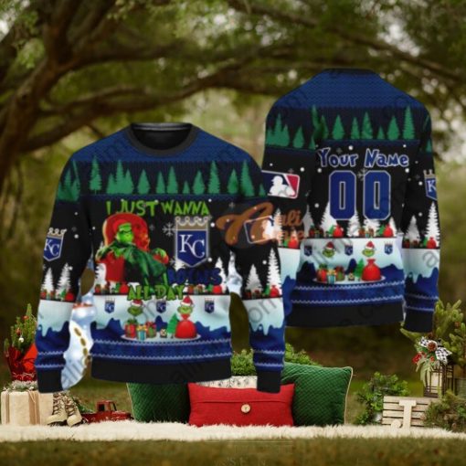 MLB I Just Wanna Kansas City Royals All Day Grinch Ugly Xmas Wool Knitted Sweater