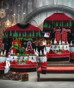 MLB I Just Wanna Los Angeles Angels All Day Grinch Ugly Christmas Holiday Sweater
