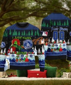 MLB I Just Wanna Los Angeles Dodgers All Day Grinch Sweater