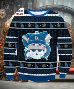 MLB LA Dodgers Skull Baseball Christmas Ugly Sweater