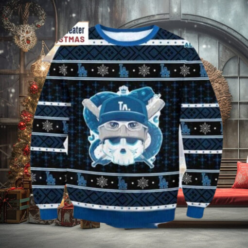 MLB LA Dodgers Skull Baseball Christmas Ugly Sweater