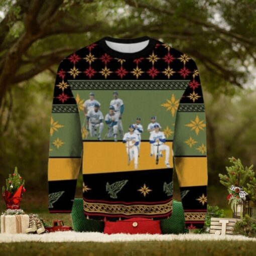 MLB LA Dodgers Team Lineup Green And Gold Ugly Christmas Sweater