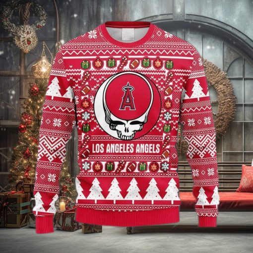 MLB Los Angeles Angels Grateful Dead Fleece 3D Knitted Sweater For Men And Women Gift Ugly Christmas