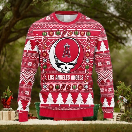 MLB Los Angeles Angels Grateful Dead Fleece 3D Knitted Sweater For Men And Women Gift Ugly Christmas