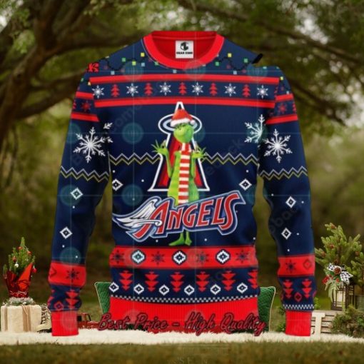 MLB Los Angeles Angels Grinch Santa Hat Ugly Christmas Sweater