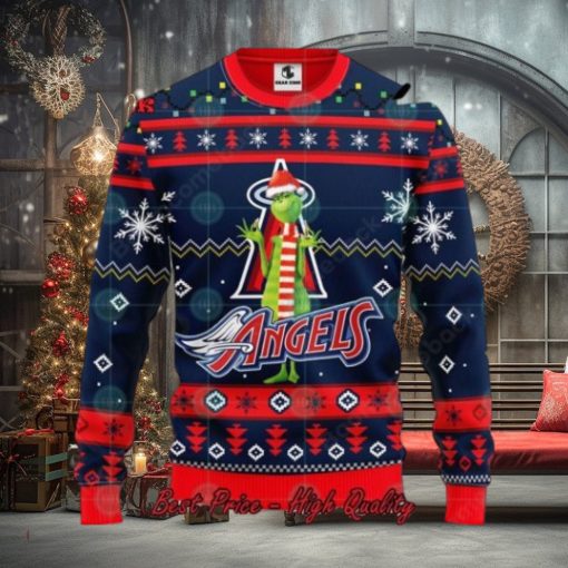 MLB Los Angeles Angels Grinch Santa Hat Ugly Christmas Sweater